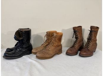3 Pairs Of Leather Boots Timberland, Military Style, Western