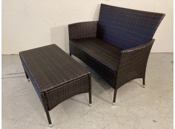 Synthetic All Weather Outdoor Loveseat And Table