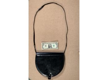 Original Charles Jourdan Black Leather  Slice Shoulder Bag  1960s Very Elegant