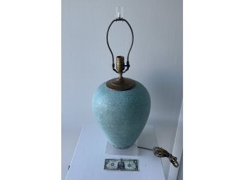 Signed MARC WARD Raku Ceramic & Lucite Turquois Table Lamp BOHO MID CENTURY