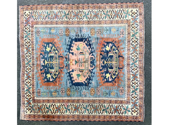 72 X 67 Antique Caucasian Hand Made Oriental Carpet Great Size