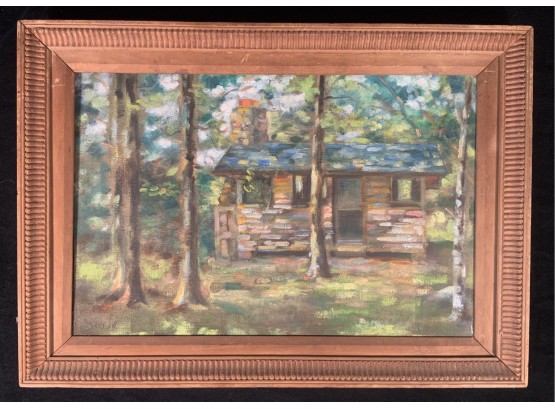 Vintage Oil On Canvas Signed E W James New England Summer Retreat