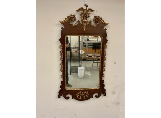 Vintage Philadelphia Chippendale Eagle Crested Mirror Gilded Embellishments