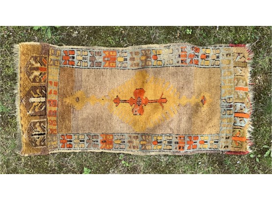 17 X 37  Antique Hand Made Oriental Wool Carpet