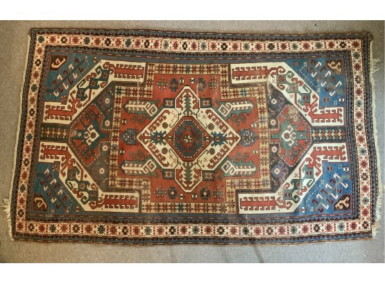 52 X  87 Antique Caucasian Geometric Hand Made Carpet