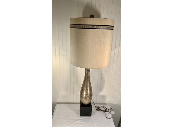 Mid Century Persian Cut Brass Lamp With Original Shade. 1960s