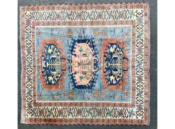 72 X 67 Antique Caucasian Hand Made Oriental Carpet Great Size