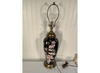 Antique Chinese Porcelain Lamp With Birds & Hawthorne Tree