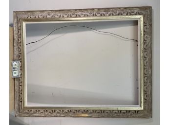 Large Lime Finish Carved Mid Century Carved Wood Picture Frame