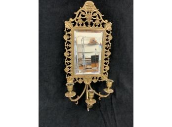 Antique Bronze Beveled Mirrored Candle Wall Sconce