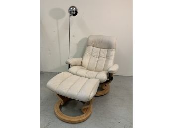 Stresless Mid Century Reclining  Leather Chair & Ottoman