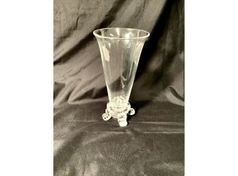 Tall  Steuben Crystal Glass Footed Trumpet Vase