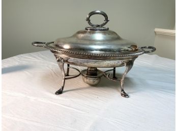 Vintage  Hot Water Sheffield Silver On Copper Oval Warming Dish Warwick