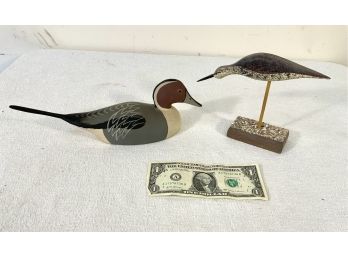 2 Signed Hand Carved Wood Decoys