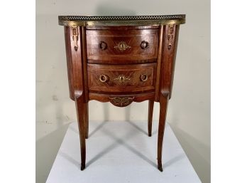 Antique French Rouge Marble Top 3 Drawer Table