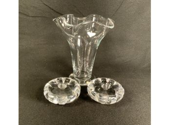 Trio Of Orrefors Crystal Table Items