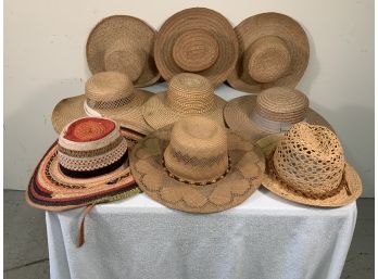 9 Interesting Ladies Straw Sun Hats French, Italian Etc.