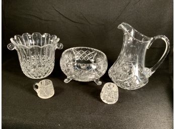 5 Assorted Vintage Cut Glass Tableware Items