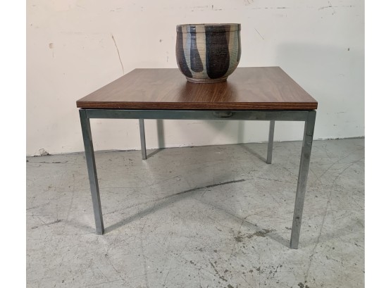 Dated 1970 Florence Knoll Side Table With Chrome Legs.