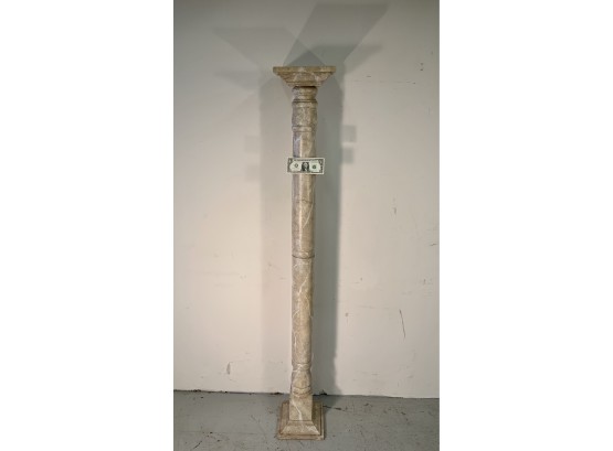 Tall Vintage Faux Marble Pedestal / Plinth Painted Wood