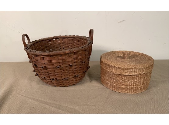 2 Antique Native American Gathering & Storage Baskets