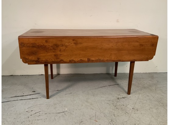 Solid Cherry Custom Made Country Drop Leaf Harvest Table Signed Carl Simmons 1955