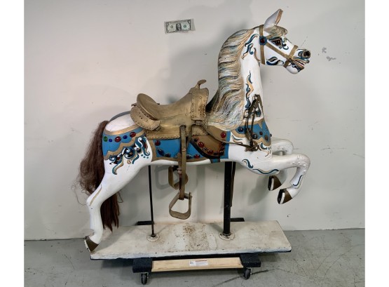 Antique Carved & Painted German Carousel Horse 54 Tall