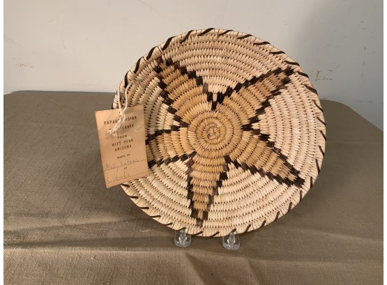 Vintage Papago Native American Basket Star Design.