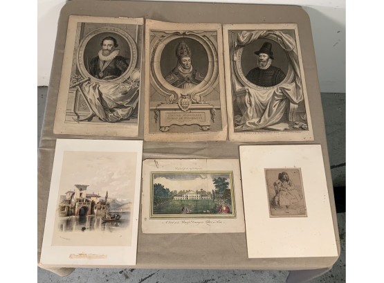 6 Antique Etchings And Prints.