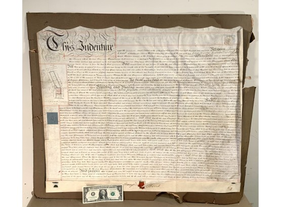 Antique Parchment Indenture London England Early 1700s