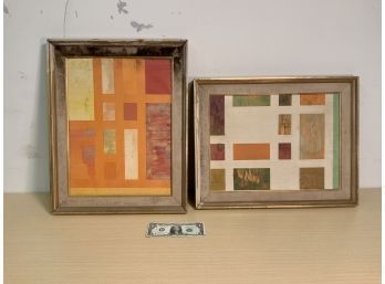 2 Mid Century Abstract Paintings On Canvas Unsigned