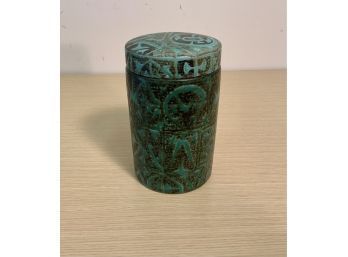 Nils Thorsson Turquoise Baca Covered Jar Denmark Mid Century 1960s