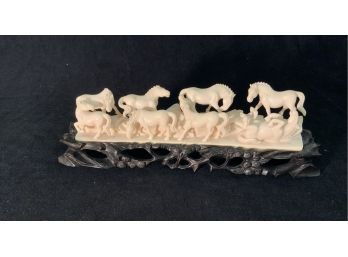 Chinese Carving Of Wild Horses
