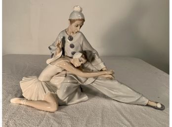 Lladro Closing Scene Porcelain Figurine Ballerina And Jester