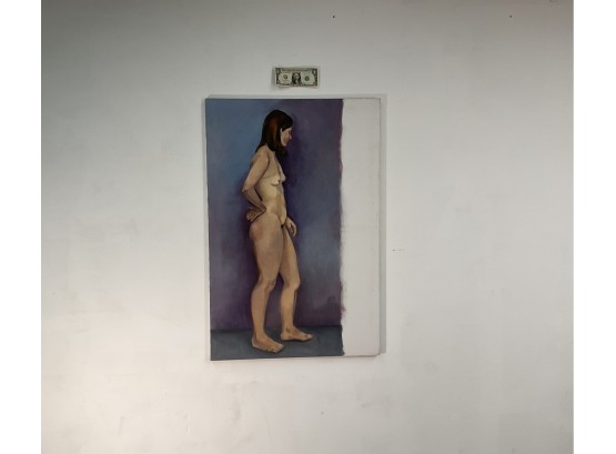 Oil On Canvas Painting Of  A Nude Study Of A Young Woman, Measurements: 24 Wide X 36 High
