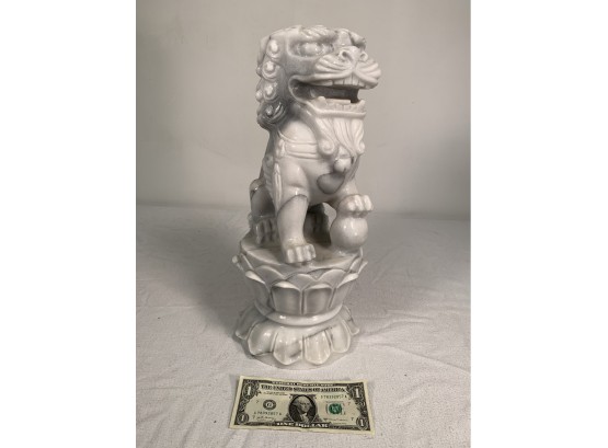 Heavy Carved Marble Foo Lion