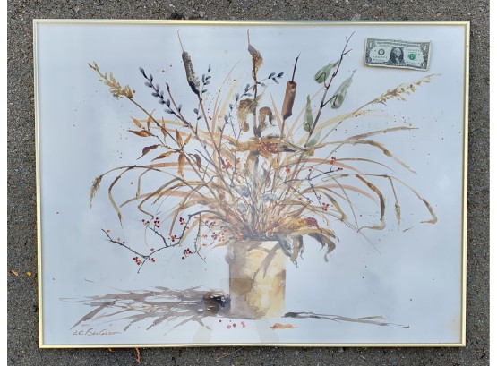 Large Autumn Watercolor Still Life Painting Signed E.G.Bengert
