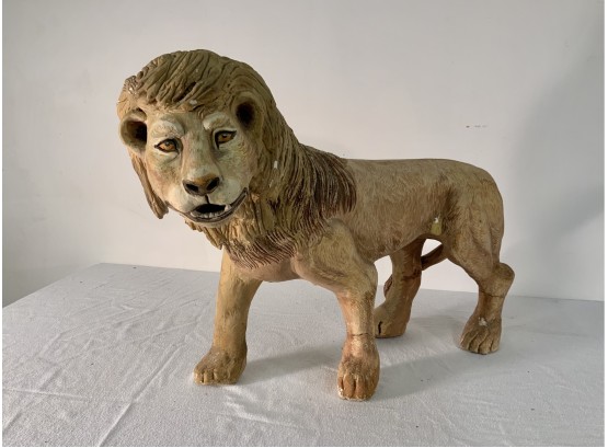 Vintage Plaster Lion Sculpture Attributed To Barbara Dahlin