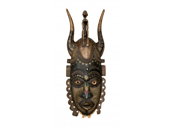 Beautifully Carved Wood Ceremonial Mask From Ghana Africa