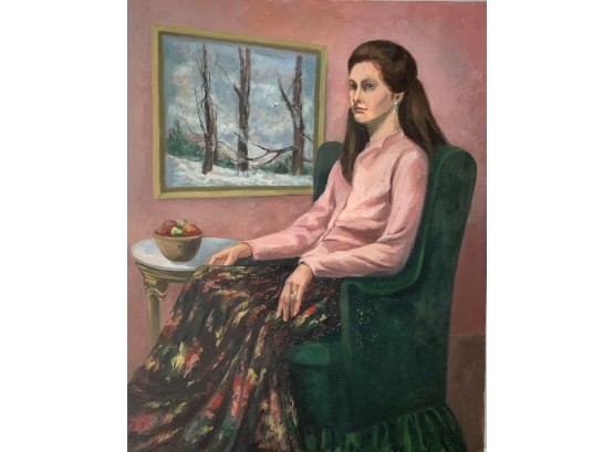 Mid Cent Oil On Canvas Of A Young Woman Seated Attributed To B. Dahlin