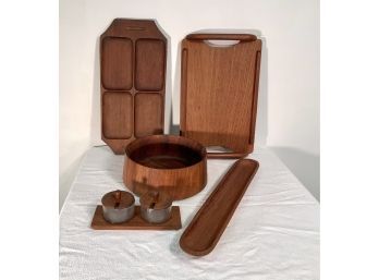 Lot Vintage Mid Century Teak Table Accessories  Dansk And Others