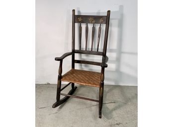 Antique 19th Century Decorated Arrowback Rocking Chair New York Circa 1830s