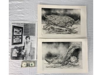 2 Original Lithographs On Paper Signed B. Dahlin And Numbered