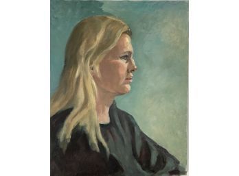 Mid Century Oil On Canvas Portrait Of A Young Woman, 16 X 20
