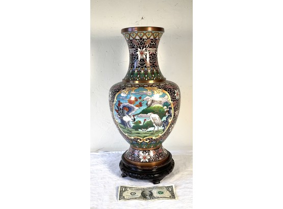 Large Vintage Chinese Cloisonne Vase