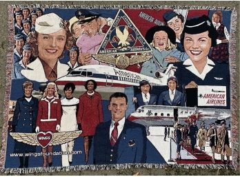 Vintage American Airlines Advertising  Woven Throw