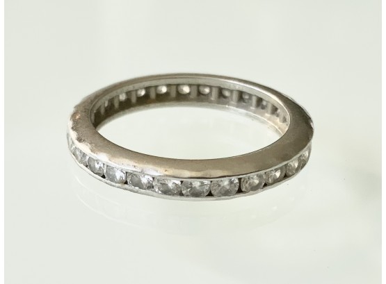 18 K White Gold Channel Set Womans Diamond Ring With 30 Small Diamonds