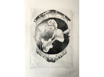 Jerry Garcia Grateful Dead Original Etching Signed Eric Reavely Fade Away West LA 1970s Artist Proof