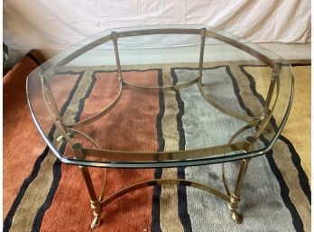 Labarge Brass And Glass Coffee Table Hollywood Regency