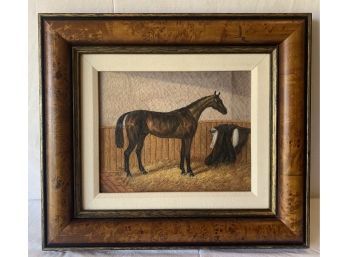 Antique Oil Painting Of A Race Horse